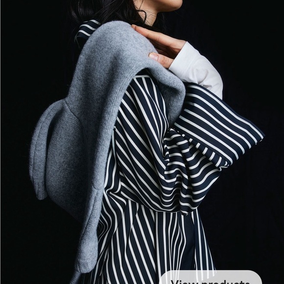 NWT H&M navy white striped oversize woven shirt size small - Picture 3 of 13